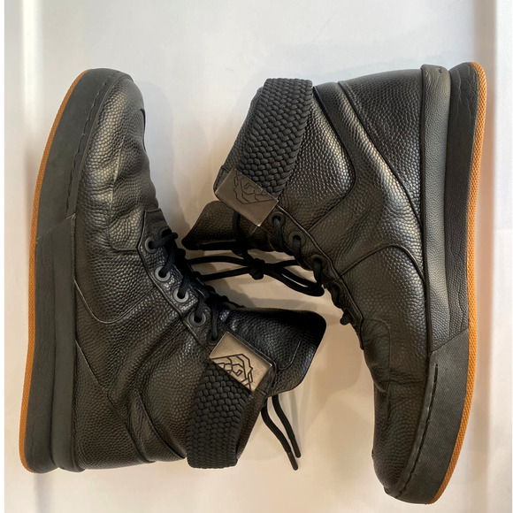 Magnus Alpha Men's sneaker High Top black on black calfskin leather size 9.5 - Picture 3 of 12